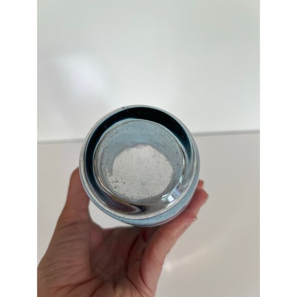 Vintage J Preziosi Lavorato a Mano Italian Blue Glass Vase Gold Overlay JL - Picture 8 of 11